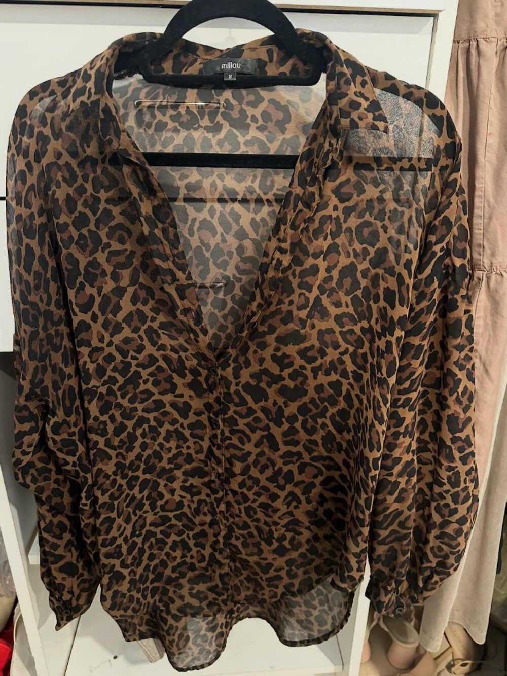 Millau Semi Sheer Leopard Button Down